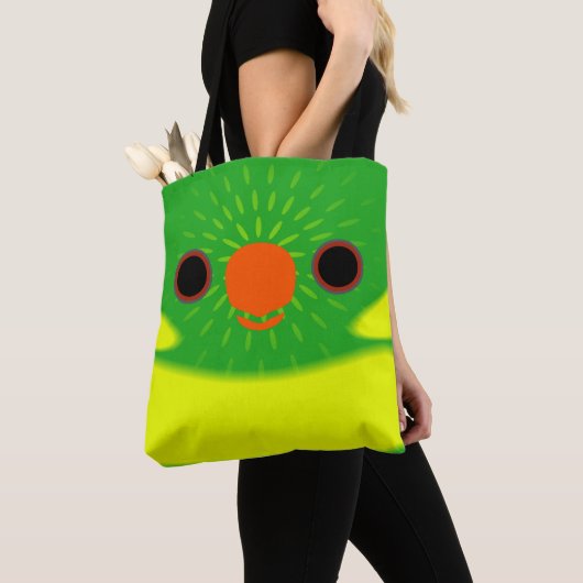 ヒイロゴシキセイガイインコの顔 トートバッグ (クローズアップ)