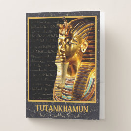 ヒエログリフの枠を持つKing Tutankhamun金ゴールド ポケットフォルダー