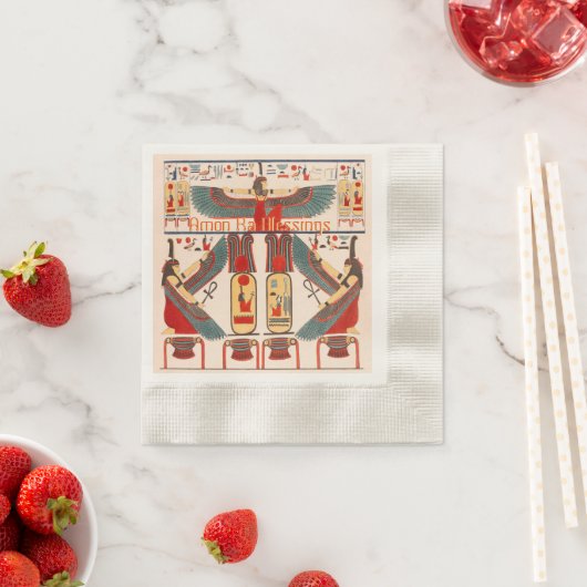 ヒエログリフィクス、エジプトの神アモンラ恵み 縁ありカクテルナプキン (インサイチュ)