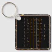 ヒエログリフ美しいエジプト黒と金ゴールド枠 キーホルダー (正面)