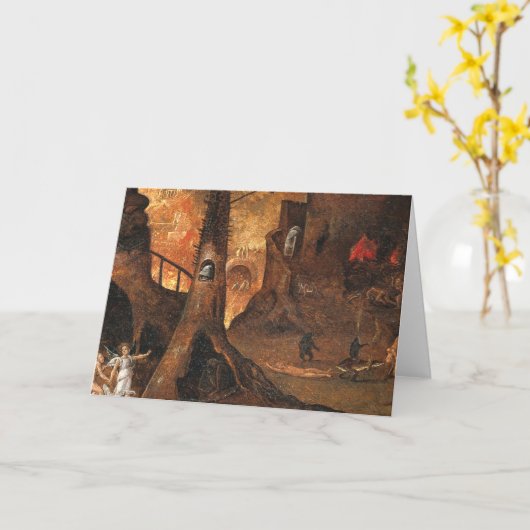 ヒエロニムス・ボッシュによって地獄に魂を導く天使 カード (黄色い花)