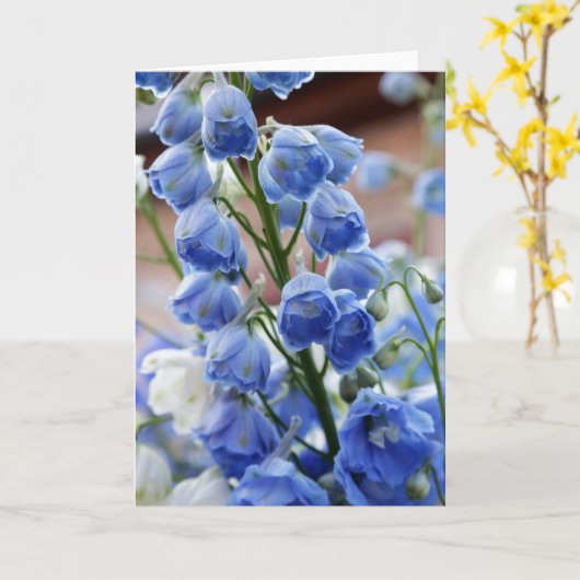 ヒエンソウによっては挨拶状が開花します カード (黄色い花)