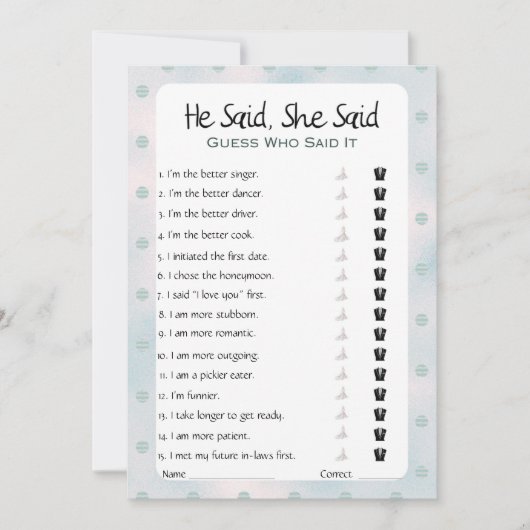 ヒカサレ サレ ブライダルシャワーゲーム 招待状 (正面)