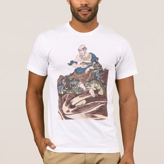 ヒキガエルの頭部のUkiyo-eの不滅の僧侶 Tシャツ (正面)