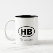 ヒギンズビーチ2文字楕円コテージ名 ツートーンマグカップ (左)