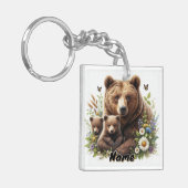 ヒグマと子牛のフローラ キーホルダー (正面左)