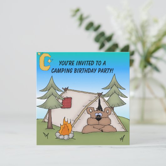 ヒグマのキャンプの誕生日の招待状 招待状 (スタンド正面)