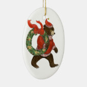 ヒグマのクリスマスのリースのオーナメント セラミックオーナメント (右)
