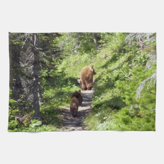 ヒグマの家族 キッチンタオル (横)