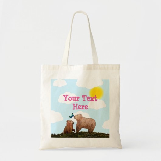 ヒグマカブスおよび蝶を持つ母 トートバッグ (正面)