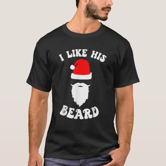 ヒゲが好き Funny Xmas クリスマス カップルパジャマ Tシャツ (正面)