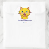 ヒゲが道を知る» – かわいい猫のダイカットシール ラウンドシール (バッグ)