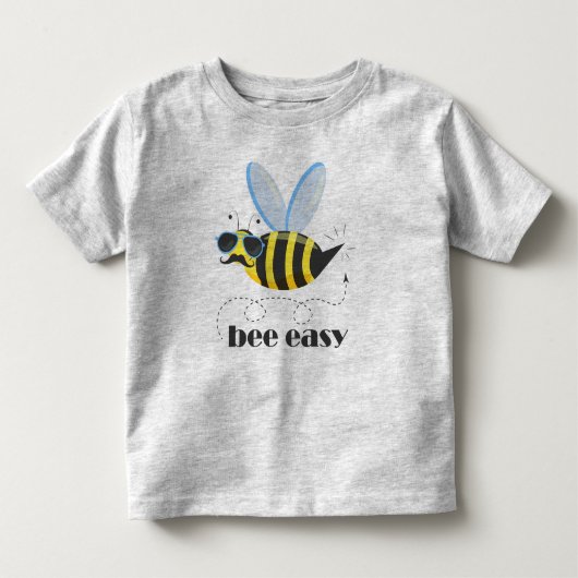 ヒゲとサングラスをした蜂のキャラクター Bee Easy トドラーTシャツ (正面)