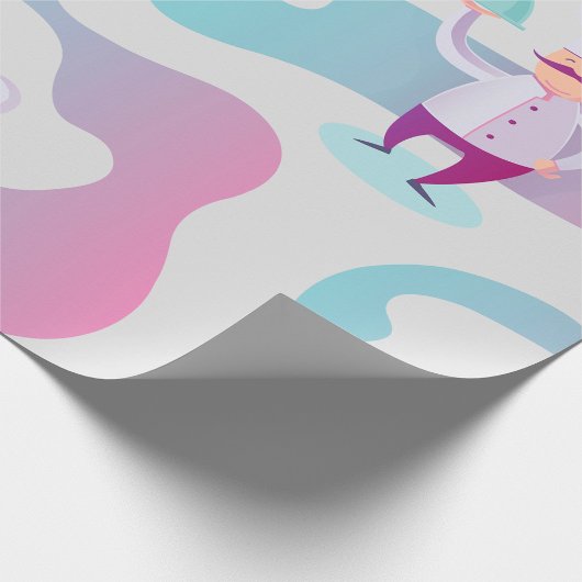 ヒゲとサービストレイの笑顔のシェフ ラッピングペーパー