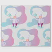 ヒゲとサービストレイの笑顔のシェフ ラッピングペーパー (フラット)