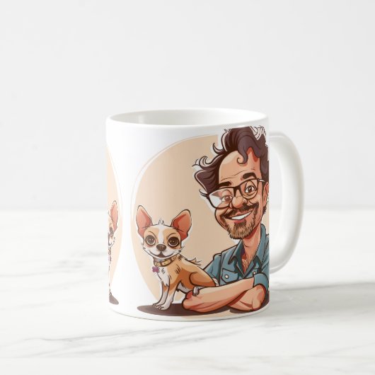 ヒゲとチワワのキャラクターマグ コーヒーマグカップ (正面右)