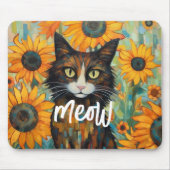 ヒゲとヒマワリ猫好き マウスパッド (正面)