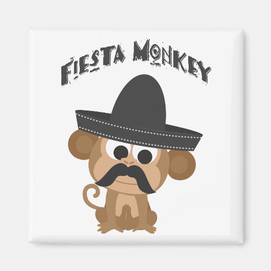ヒゲとメキシカンソンブレロのフィエスタモンキー マグネット (正面)