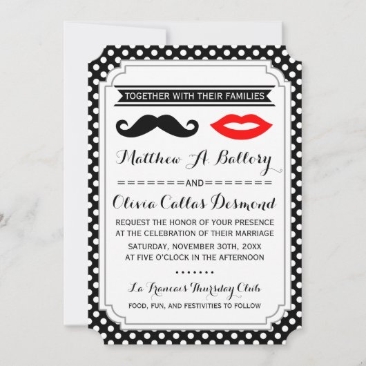 ヒゲと唇の結婚式招待状 招待状 (正面)