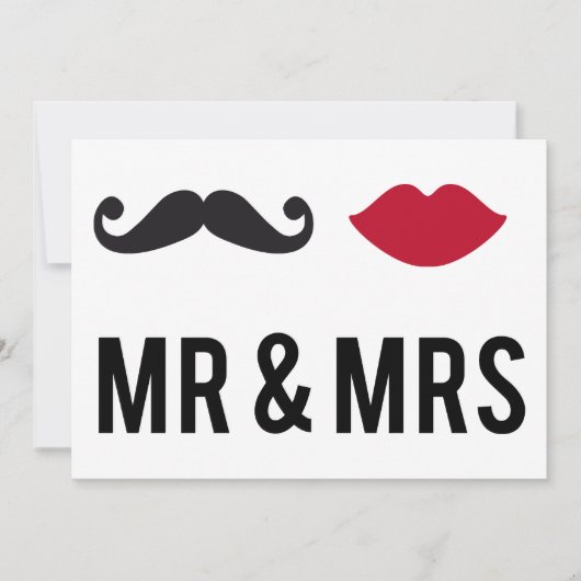 ヒゲと赤い唇のMr. and Mrs.の招待状 招待状 (正面)
