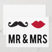 ヒゲと赤い唇のMr. and Mrs.の招待状 招待状 (正面/裏面)