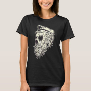ヒゲのあるドクロの頭 グランジパンクメタル Tシャツ