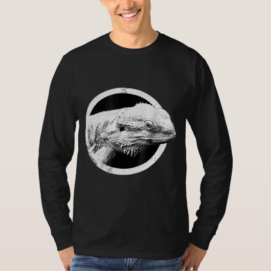 ヒゲのあるドラゴン 悩んでる Tシャツ (正面)