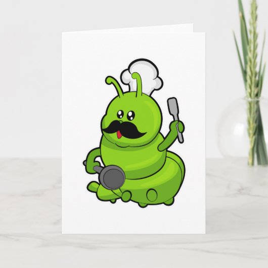 ヒゲのついた料理人のイモムシ カード (正面)