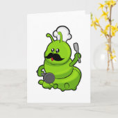 ヒゲのついた料理人のイモムシ カード (黄色い花)