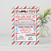 ヒゲのカップル ベビーシャワー 招待状 (スタンド正面)