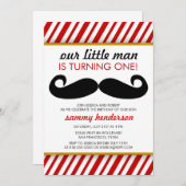 ヒゲの少年誕生日招待状 招待状 (正面/裏面)