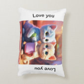 「ヒゲの幸せ：かわいいベビー猫カップル枕 アクセントクッション (裏面(縦))