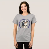 ヒゲの生えたコリーの子犬にキスをした トライブレンドTシャツ (正面全面)