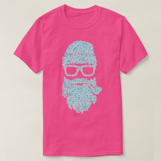 ヒゲの鳥の青い白 Tシャツ (デザイン正面)