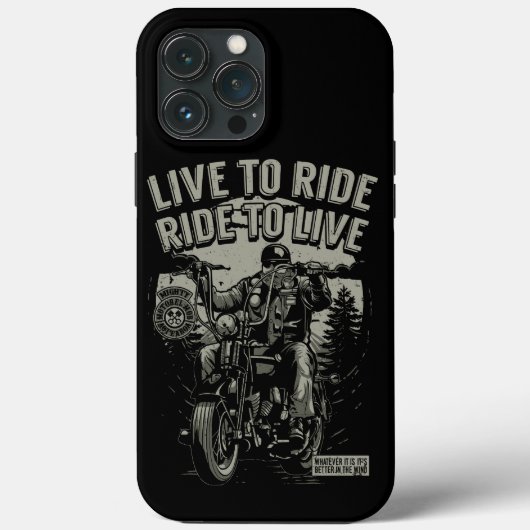 ヒゲをはやしたバイク乗り 生きるはライド 乗るは人生 Case-Mate iPhoneケース (裏面)