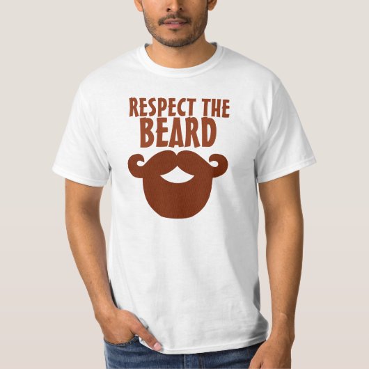 ヒゲを敬え 面白いメンズTシャツ Tシャツ (正面)
