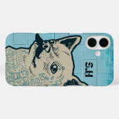 ヒゲを生やしたチワワのモノグラム落書き Case-Mate iPhoneケース (裏面 (横))