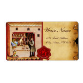 ヒゲエイリアレッドワックスシールモノグラムのボウル ラベル (正面)