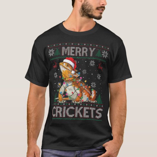ヒゲトカゲのクリスマスツリー柄アグレッシブセーター Tシャツ (正面)