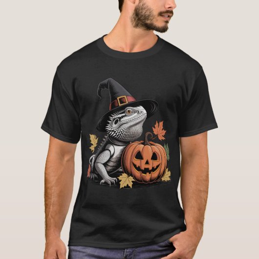ヒゲトカゲの魔女 ハロウィンアート Tシャツ (正面)