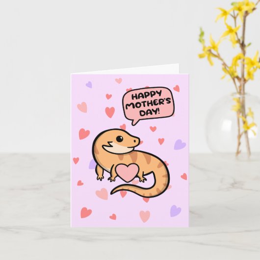 ヒゲトカゲ 母の日 カード (黄色い花)