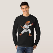 ヒゲドラゴンが空手・侍・忍者・トカゲを演じる Tシャツ (正面フル)