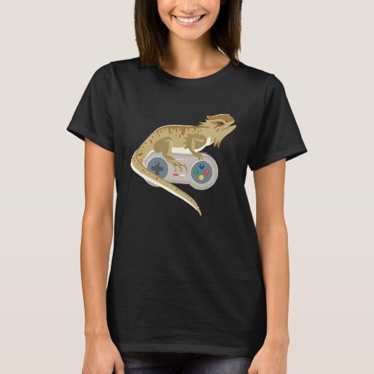 ヒゲドラゴン ビデオゲーム コントローラー 爬虫類 ゲーム Tシャツ (正面)