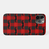 ヒゲバファロー・チェック柄 ブラック&レッド Case-Mate iPhoneケース (裏面(横))