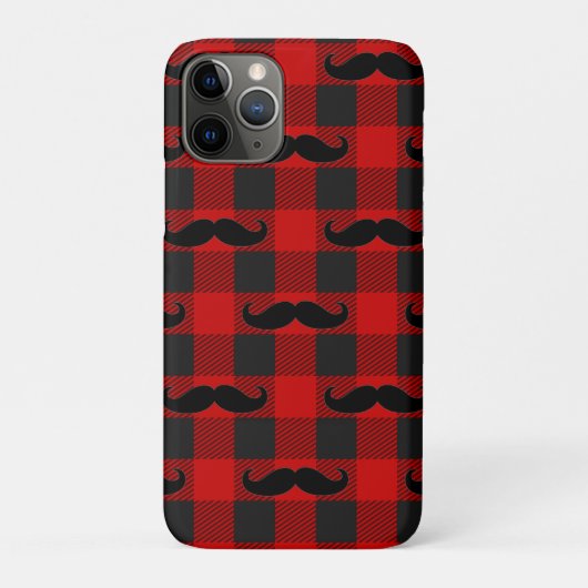ヒゲバファロー・チェック柄 ブラック&レッド Case-Mate iPhoneケース (裏)