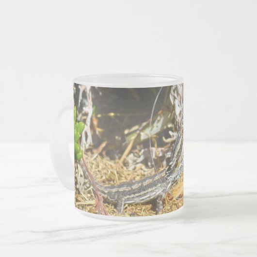 ヒゲベビートカゲの生物学 フロストグラスマグカップ (正面左)