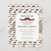 ヒゲ柄の男の子ベビーシャワーパーティー 招待状 (正面/裏面)