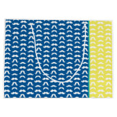 ヒゲ柄ブルーイエローカラフルデザイン楽しい ラージペーパーバッグ (裏面)