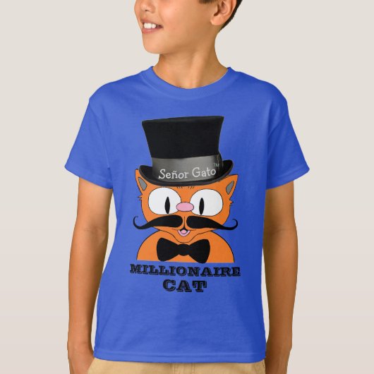 ヒゲ猫のカートゥーン風イラスト カリスマ猫 Tシャツ (正面)