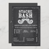 ヒゲ祭り独身パーティーチョークボードヒップスター 招待状 (正面/裏面)